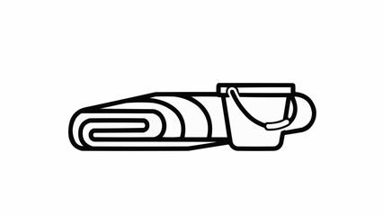 Rolled Towel and Bucket Icon.