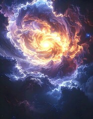 Swirling nebula, bright cosmic vortex