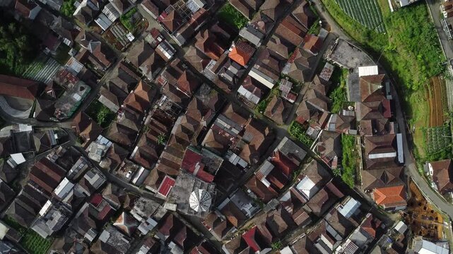 Cinematic drone view of the Nepal Van Java village landscape in Central Java, Indonesia, captured in 4K.