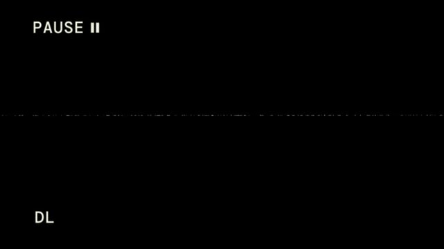 Pause VHS screen on black background 4K. Analog tape pause VHS