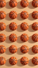 Array of orange basketballs
