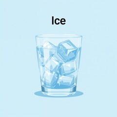 A refreshing glass of water filled with clear sparkling ice cubes