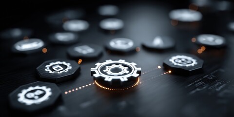 Exploring the Intricacies of an Innovative Interface Featuring Interconnected Interactive Gears and Technological Elements