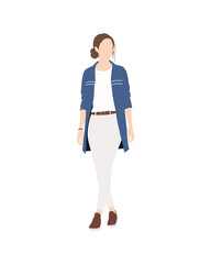 Fototapeta premium Flat vector people and illustration, woman with casual outfit