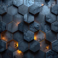 Textured dark hexagonal tiles