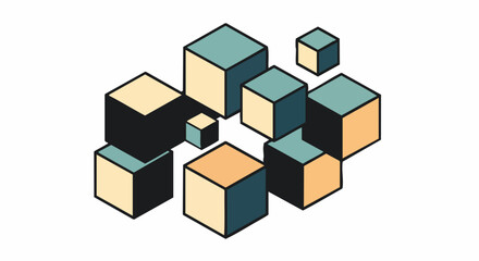 Obraz premium Isometric Cubes Abstract Geometric Pattern Design.