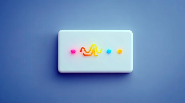 A white rectangular block with colorful data visualization elements against a blue background, representing data analysis and technology.