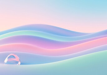 Abstract Wavy Background with Pastel Colors and Orb