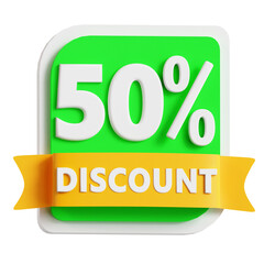 50 Percentage Discount 3D Icon