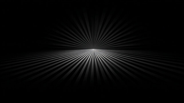 Black Line Illusion: An abstract black and white image features converging lines that draw the eye toward the center, creating a sense of depth and perspective.