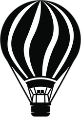 Obraz premium Striking Black and White Hot Air Balloon Vector Icon Isolated Design Symbolizing Adventure Exploration Freedom and Travel Journey