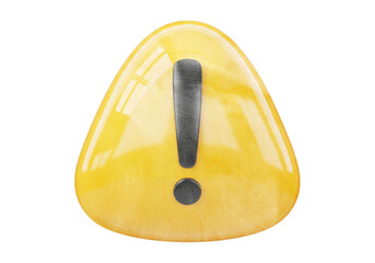 Glossy Yellow 3D Warning Exclamation Mark Icon