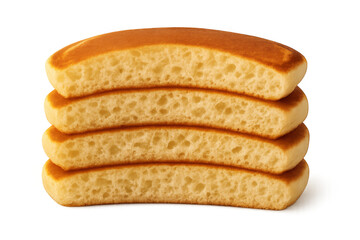 Stacked fluffy pancake slices showing texture, ready for breakfast dessert, transparent background