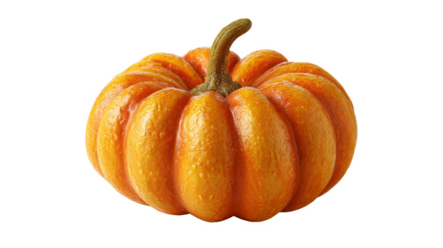 Orange pumpkin showcasing autumn harvest and halloween symbolism, featuring a transparent background
