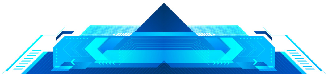 Abstract Digital Blue Cyber Futuristic Technology Banner on White Background