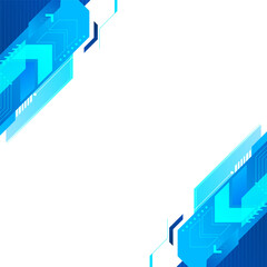 Abstract futuristic blue technology border on white background