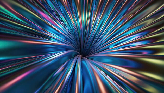 Abstract colorful radial burst with multicolor light rays emanating from center