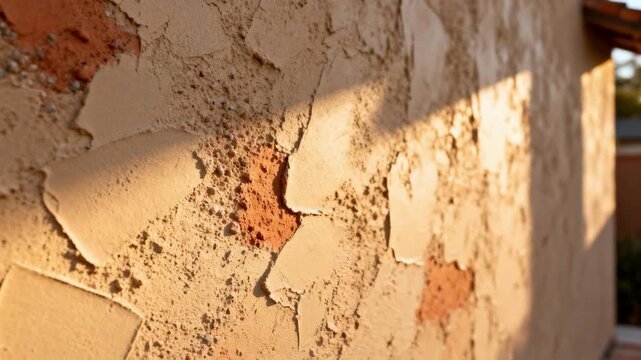 Medium shot of a knockdown finish wall showcasing its rustic stuccolike texture that adds depth and character to living spaces.