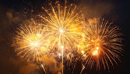 A burst of vibrant fireworks lighting up the night sky, with sparkling sparks, glowing trails, and colorful explosions.