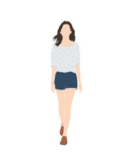 Fototapeta premium Flat vector people and illustration, woman with casual outfit