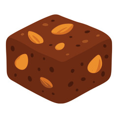 sweet brownie nut food snack flat color vector illustration template design
