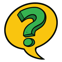 cartoon question mark with speech bubble hand drawn flat color vector illustration template design