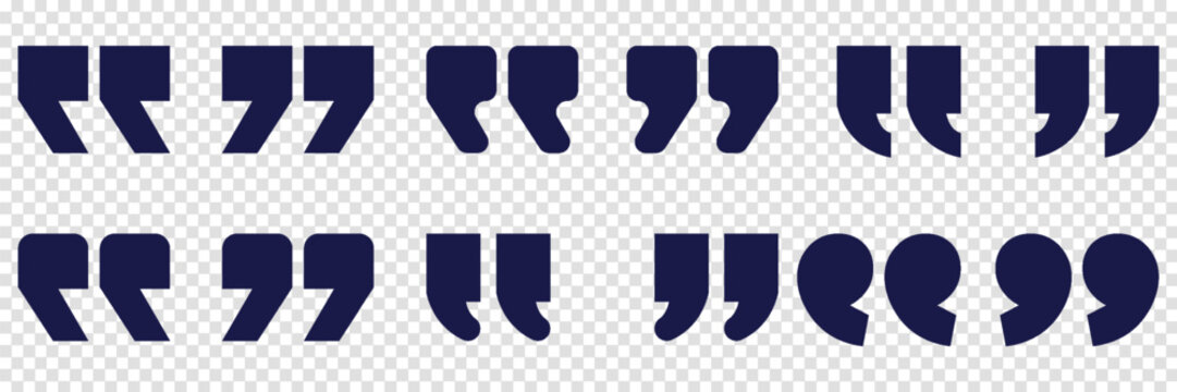 Set of quote mark, quotes icon vector sign design. Deep blue quote icon set.