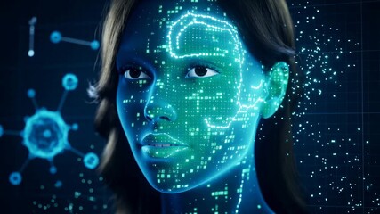 AI Digital Human: Neural Network Brain & Future Technology Vision - Powered by Adobe