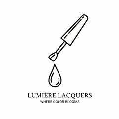 Minimalist Line Art Logo of Nail Polish Brush with Droplet for Lumiere Lacquers.