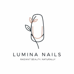 Elegant minimalist line art logo for a natural nail salon.