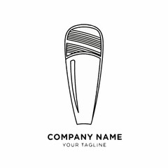 Simple Line Art Microphone Icon for Music and Broadcasting.