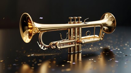 trumpet isolated on black background
