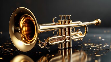 brass trumpet isolated on black