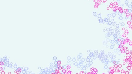 Playful Light Blue and Pink Translucent Bubbles on a Soft Background with copy space.