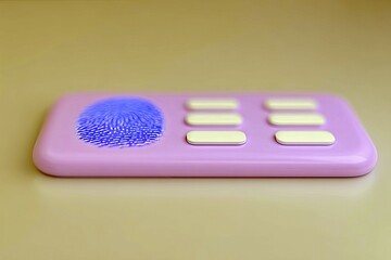A close-up of a digital device with a fingerprint scanner, illustrating a futuristic concept of security and technology.