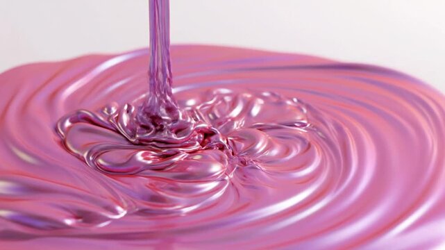 Abstract flowing liquid with iridescent effect swirling textures and high gloss finish copy space close up