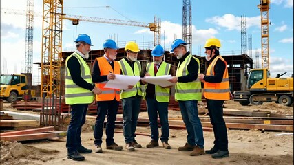 Construction Project Managers Review Blueprints On-Site