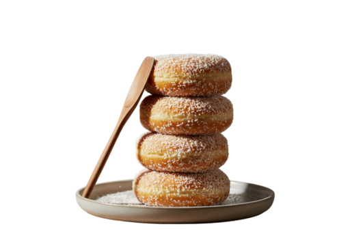Artistic Coconut Donut Stack with Minimal Dessert Styling
