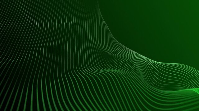 Green color multiple parallel wavy lines modern design geometrical background