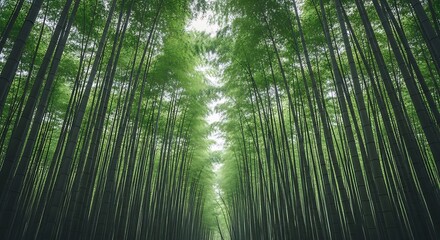 Bamboo Forest Canopy A Serene Green Landscape of Towering Stalks