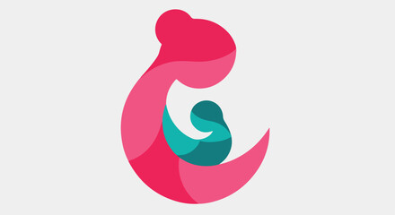 Mother and child abstract swirl with transparent background