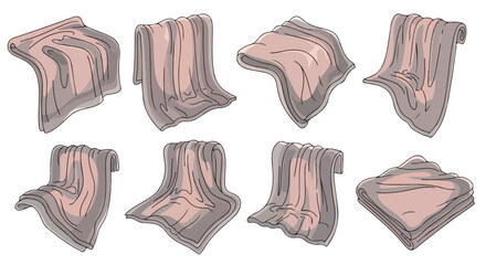 Folded towels collection in various arrangements