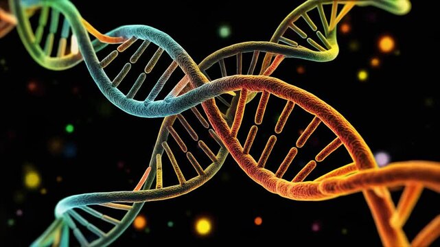 Colorful DNA double helix illustration representing genetic science and research advancements