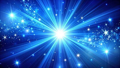 Radiant blue burst of light with scattered stars