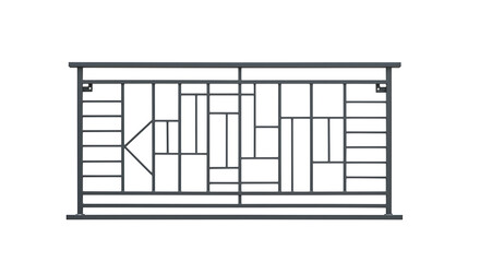 Modern metal railing with geometric design on white gray isolate