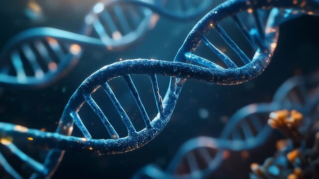 Stunning 3D representation of DNA strands showcasing genetic science and biology