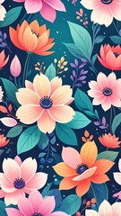 Vibrant floral pattern with a variety of blossoms