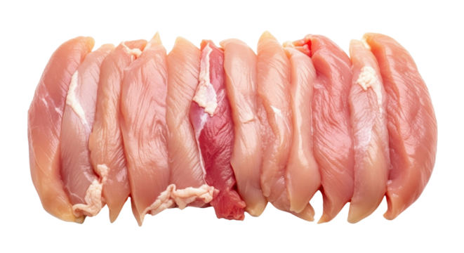 Raw chicken breast fillets arranged closely isolated PNG with Transparent Background
