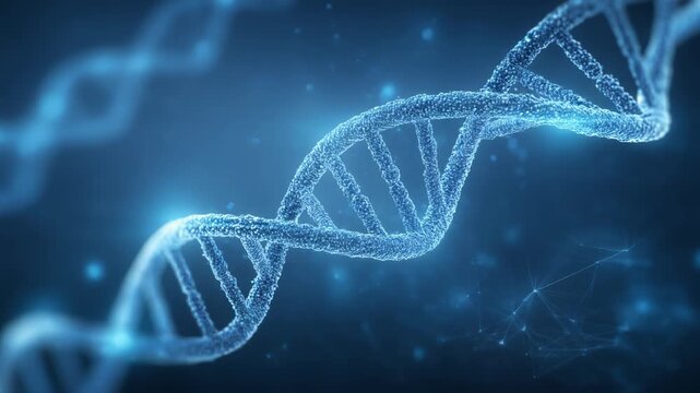 Stunning 3D DNA Helix Visualization with Blue Light Effects for Science and Technology