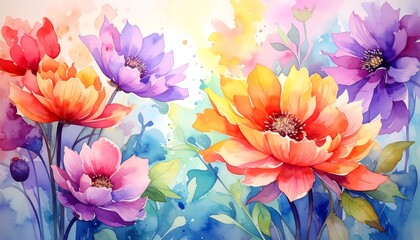 Vibrant floral watercolor painting